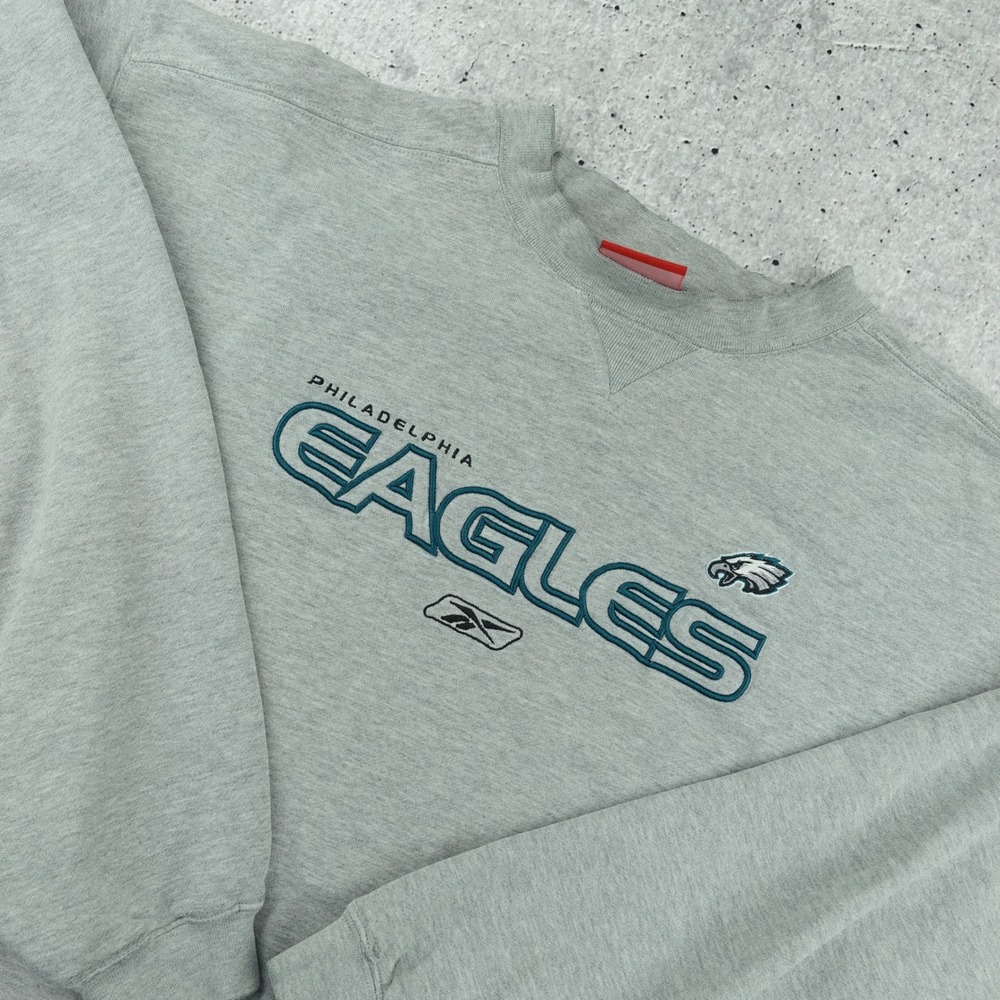 Vintage Y2K Reebok Philadelphia Eagles Sweatshirt Mens XL Gray Crewneck RB01A